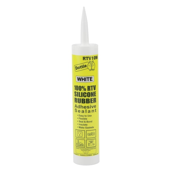 Silicone Sealant, 10.3 oz, Cartridge, White, Silicone Base